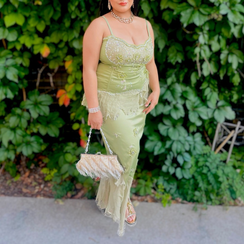 Mandalay designer corset and skirt green set